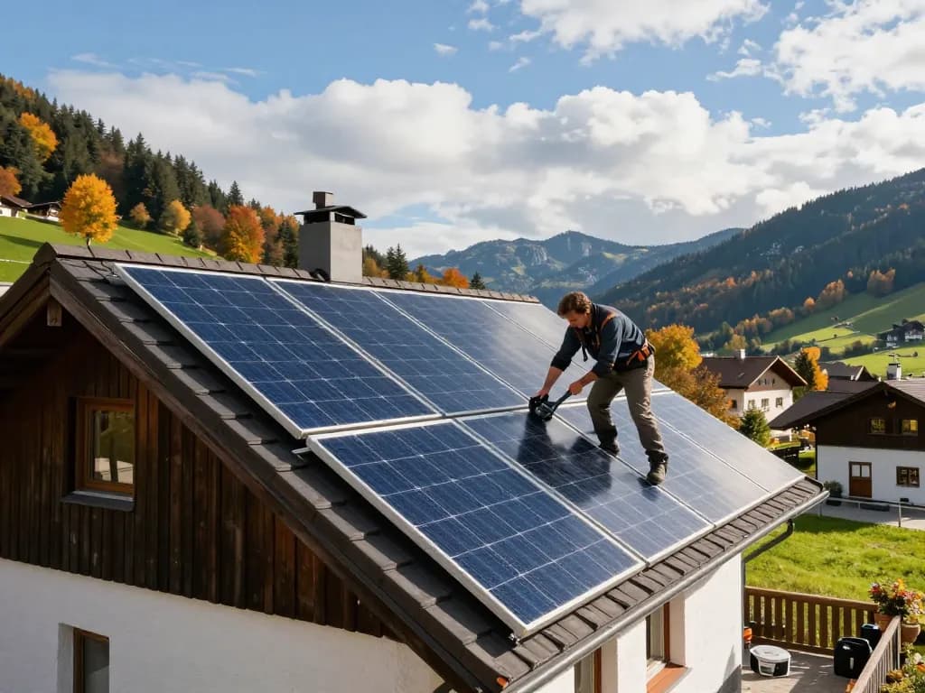 Photovoltaik Bayern Solarzelleninstallation in einem bayerischen Dorf