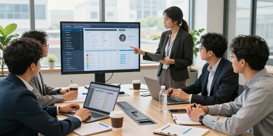 Team collaborating effectively using an all-in-one CRM for small service business.
