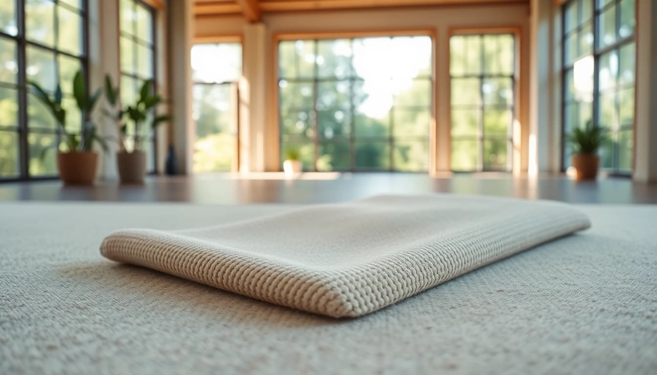 Nagermatte in a bright indoor setting, showcasing its natural texture and eco-friendly qualities.