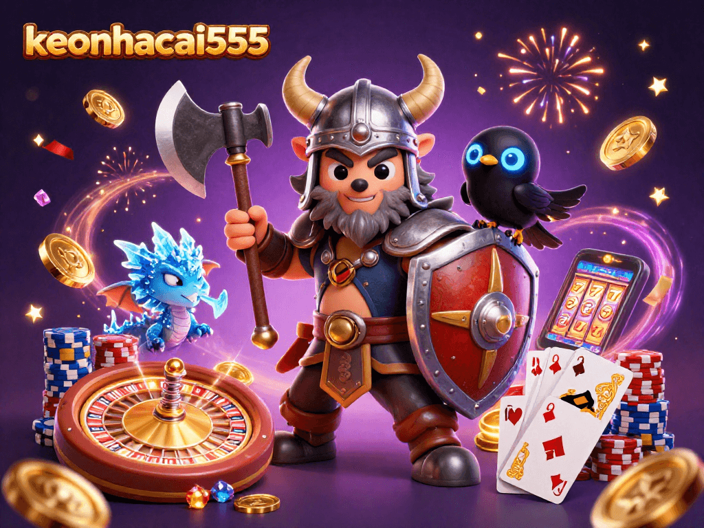 Join the excitement with keonhacai555 as the Viking warrior unveils treasures in a vibrant casino world.
