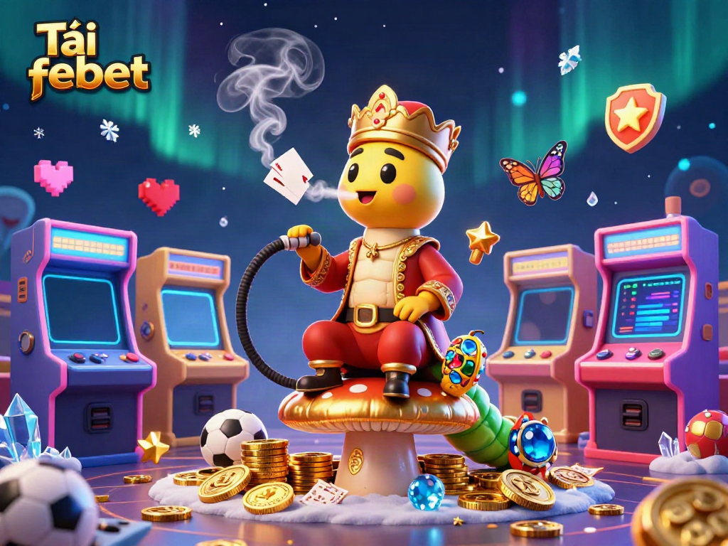 Play and win with Tải febet, featuring vibrant casino elements and a magical atmosphere.
