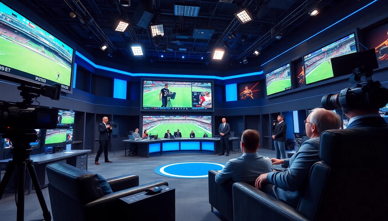 Captivating scene of sports broadcasting showcasing talent and equipment for Sports Broadcasting.