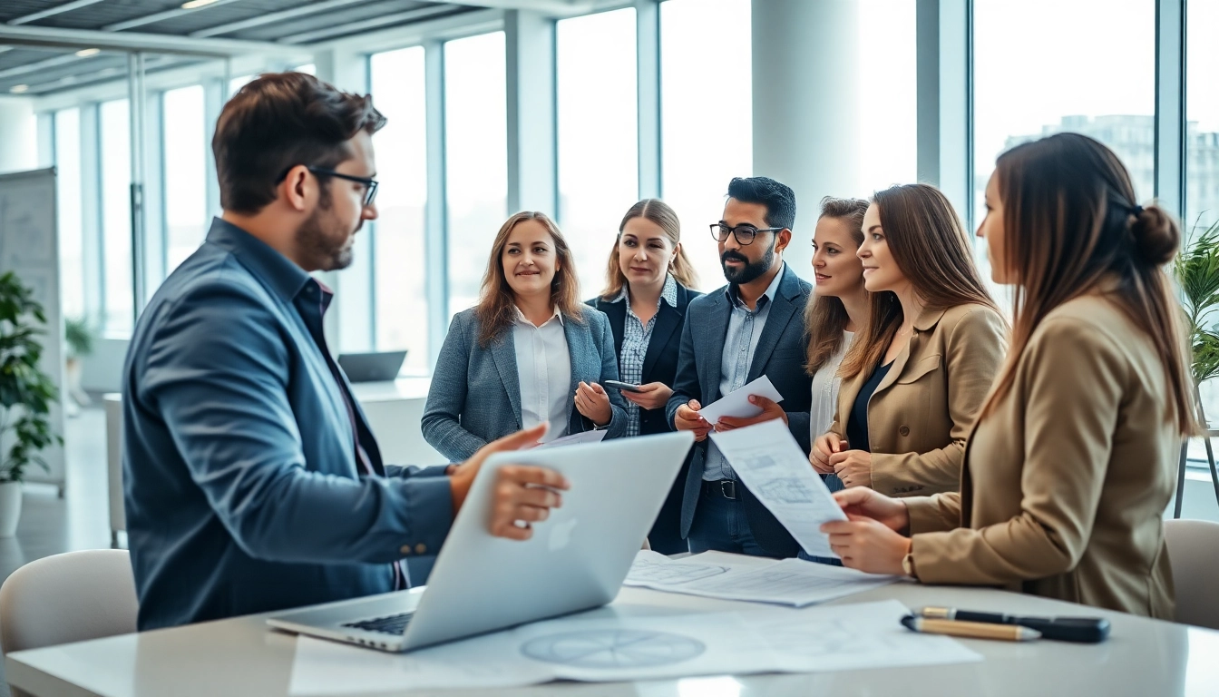 Headhunter Ingenieure in einem modernen Büro beim Engagieren mit Ingenieuren.