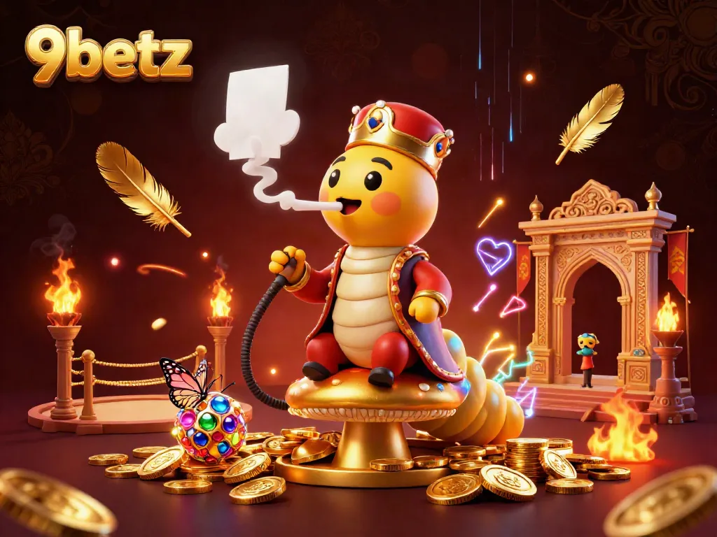 Experience engaging gameplay at 9betz where a Turkish sultan caterpillar blows smoke rings as poker symbols.