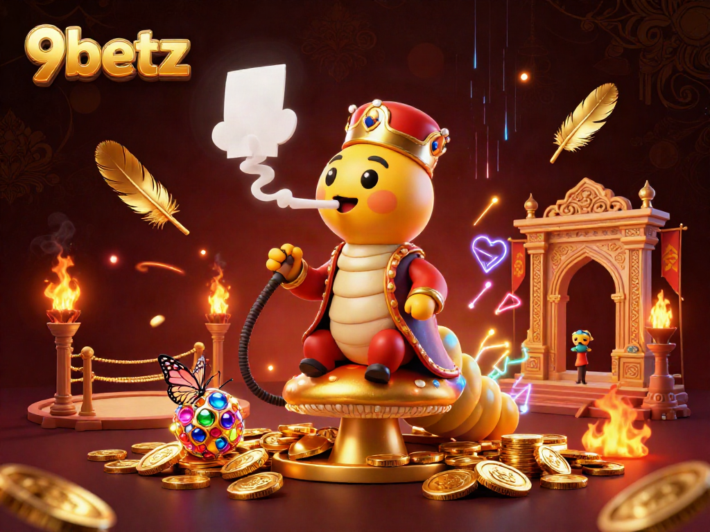 Experience engaging gameplay at 9betz where a Turkish sultan caterpillar blows smoke rings as poker symbols.