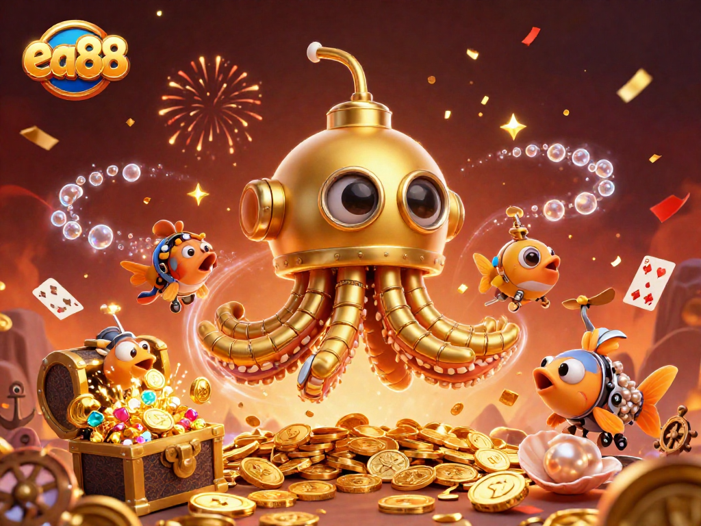 Experience thrilling gameplay at ea88 with a golden kraken emerging amidst shimmering riches!