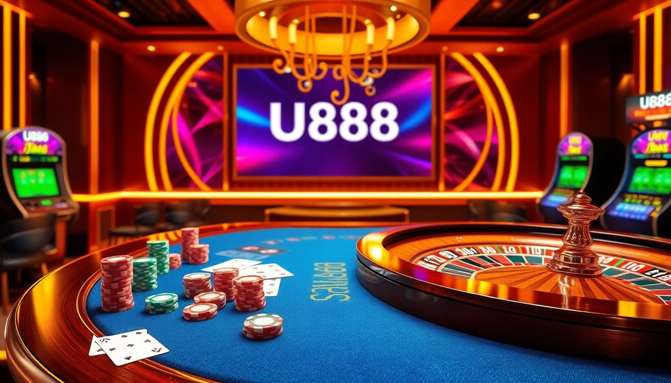 Experience thrilling gaming action at U888 with vibrant casino tables and immersive visuals.