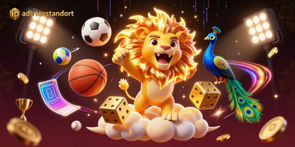 Playfully reveal your location with ip adressstandort, showcasing colorful cartoon characters and casino elements.