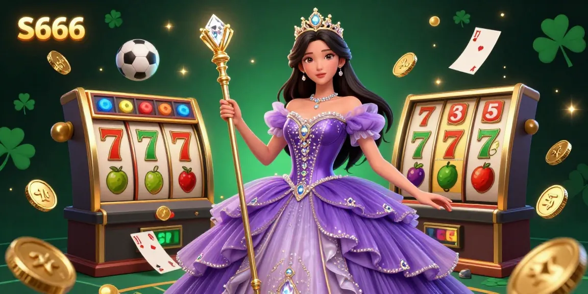 S666 promotes exciting online casino gaming with vibrant illustrations of jackpots and fruit symbols.