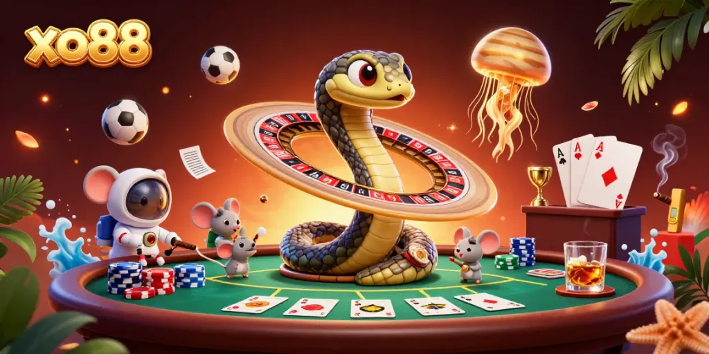 Engage with the thrilling atmosphere of xo88 sports betting in an elaborate 3D scene featuring action and excitement.
