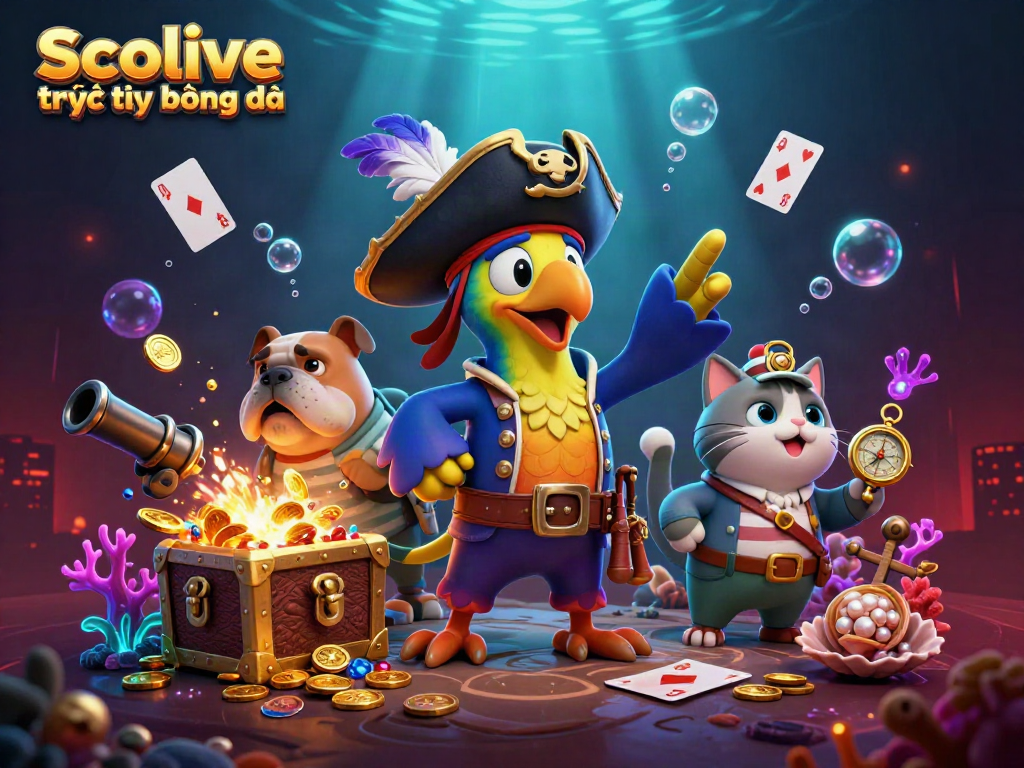 Experience Socolive trực tiếp bóng đá with a vibrant 3D illustration of engaging themed casino elements.