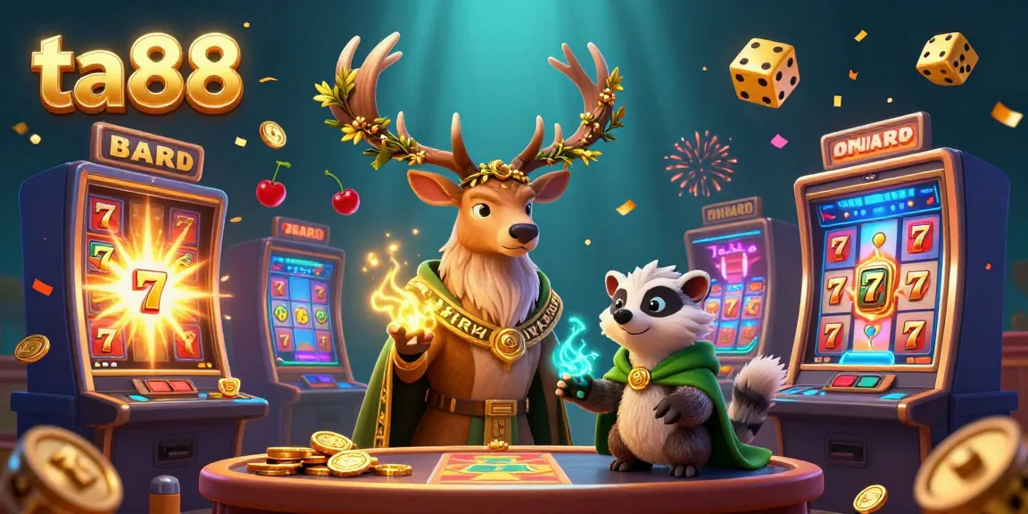 Engage with ta88’s exciting online casino world featuring a druid stag and dynamic game scenes.