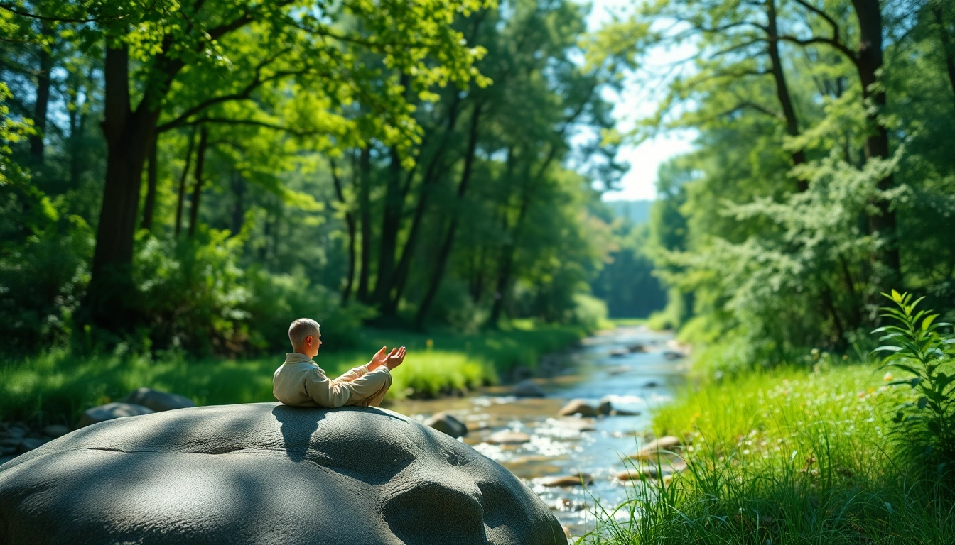 Promoting emotional wellbeing through serene meditation in a tranquil forest environment.