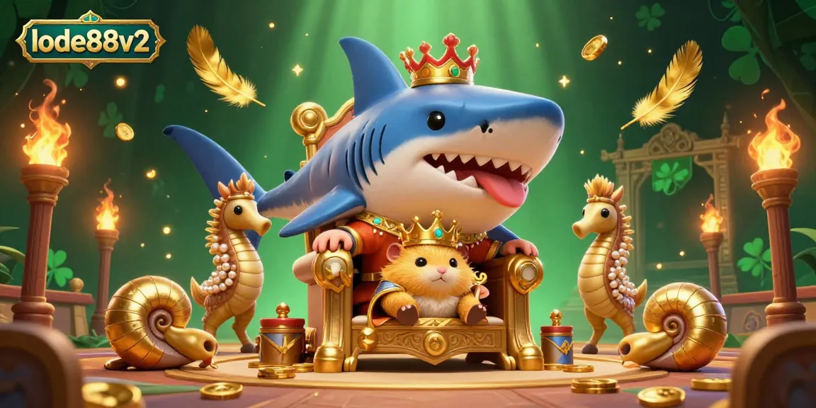 Experience thrilling moments at lode88v2 with a dynamic 3D scene featuring royal characters amidst a vibrant casino atmosphere.