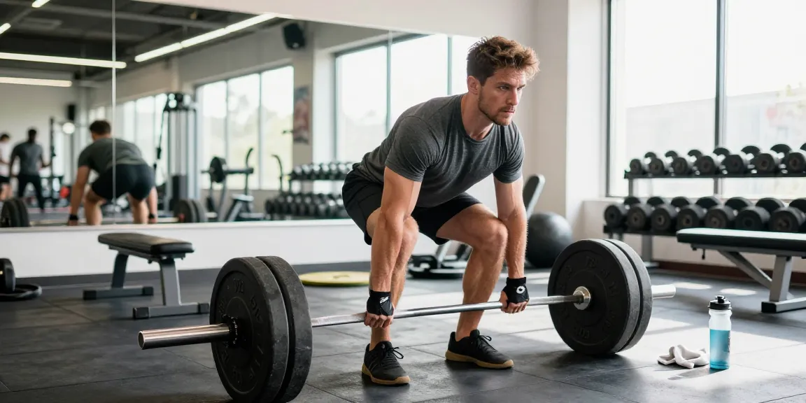 Ein Mann trainiert mit Gewichten im Fitnessstudio und zeigt Prime Pharma Steroide für verbesserte Leistung.