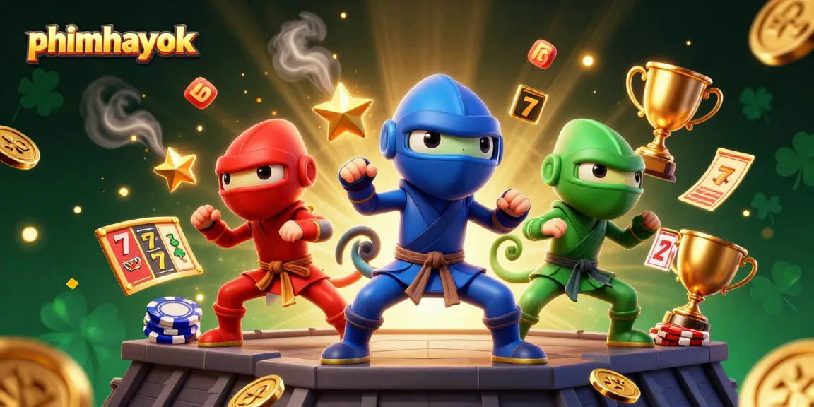 Engage with thrilling kazino action as the phimhayok team of chameleon ninjas showcases their skills amidst vibrant casino elements.