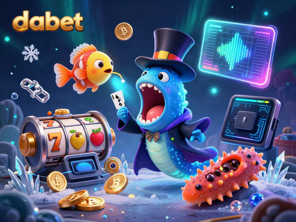 Dabet promotes engaging slot games featuring vibrant 3D characters and cryptocurrency elements.