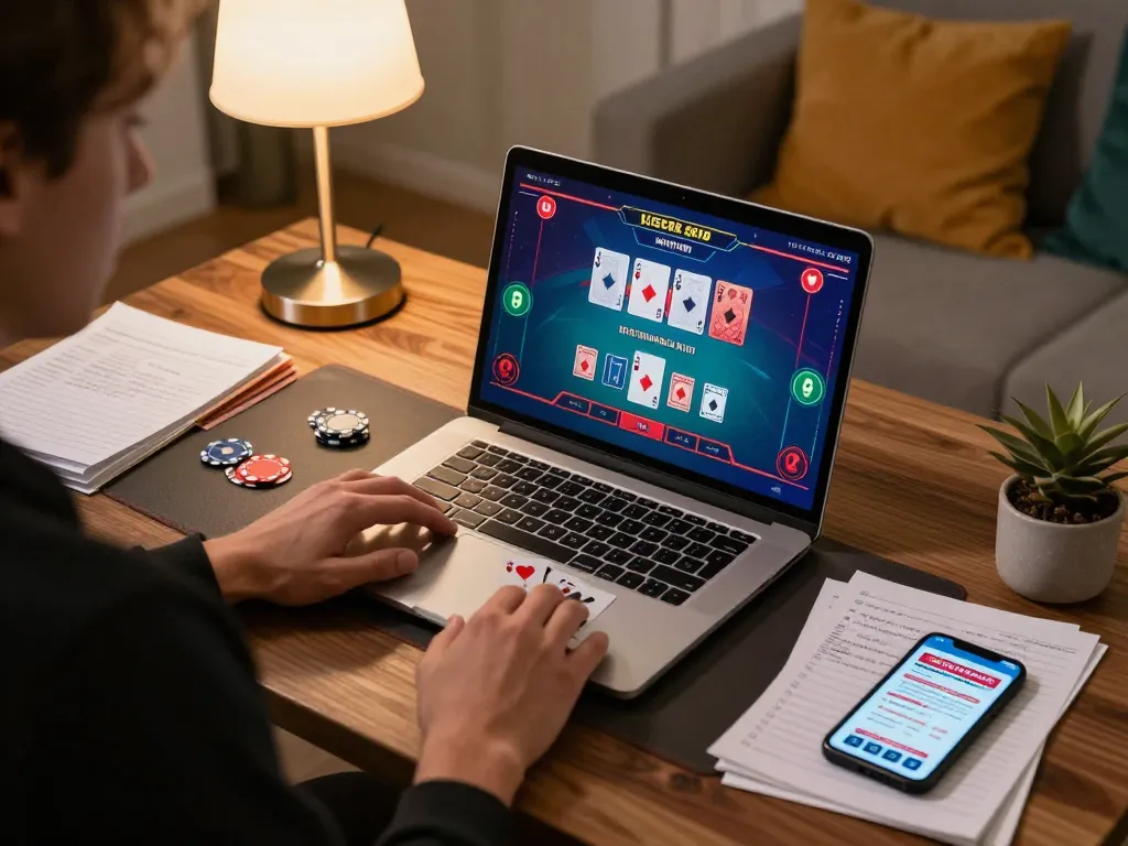 Max88 user placing bets at a live dealer blackjack game in a cozy home setting.