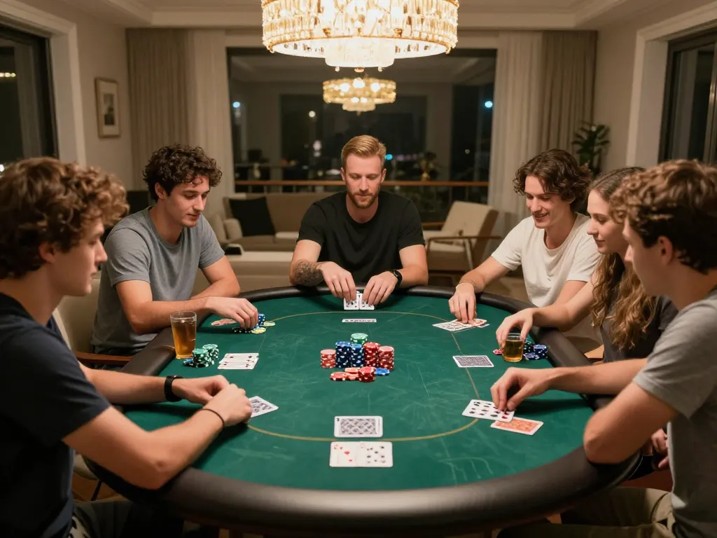 Join friends at a private poker night with exciting gameplay at 789win's luxury home atmosphere