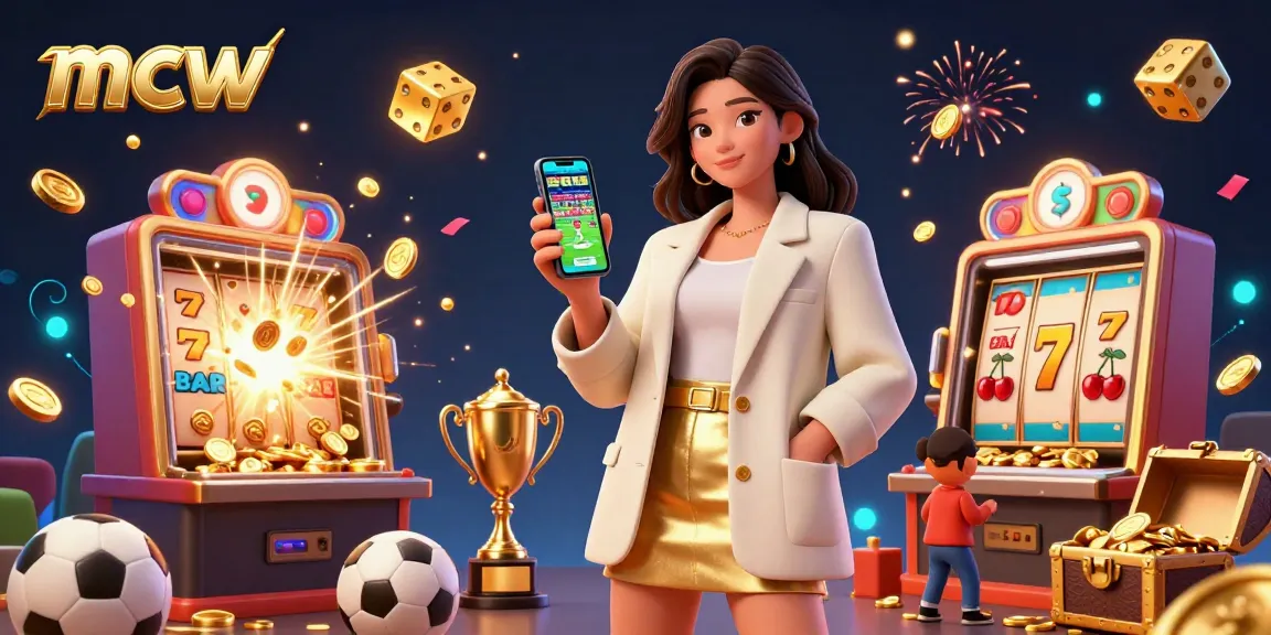 Engaging sports betting action at mcw featuring a lively Asian woman holding a smartphone amidst casino games.