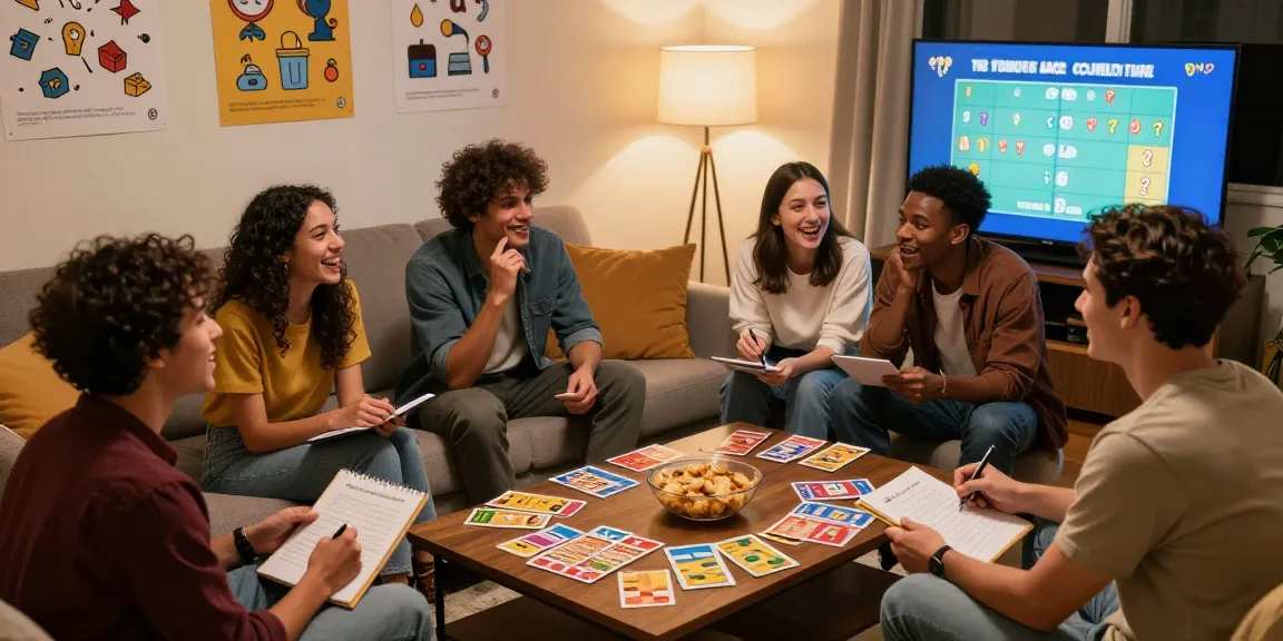Gather friends for a fun Quiz Allgemeinwissen night with snacks and laughter in a cozy setting.