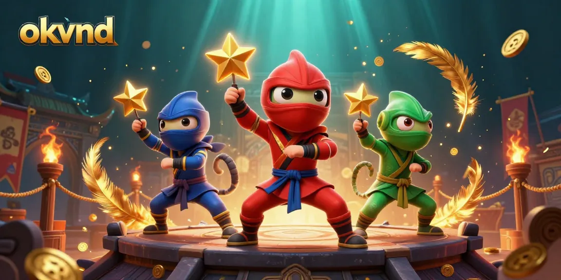 Engage with okvnd's dynamic chameleon ninjas in a vibrant casino-inspired martial arts showdown.