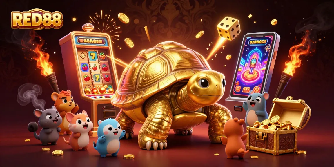 Enjoy thrilling gameplay at RED88 with a golden tortoise pinball slot machine and jackpot excitement
